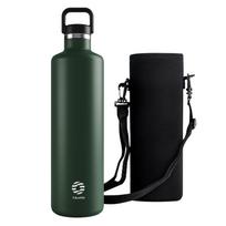FEIJIAN 1750ml didelės talpos termosinis puodelis Nerūdijančio plieno termoso butelis su nešiojamu audinio maišeliu 1750ml žalia
