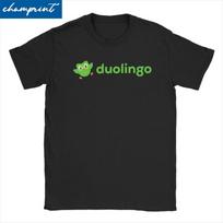 Duolingo T-Shirt Men Women Cartoon Humor Cotton Tees Round Collar Short Sleeve T Shirt Gift Idea Tops S juoda