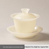 Ice Jade White Porcelain Horseshoe Gaiwan