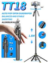 Foldable Telescopic Rotatable Action Camera Gimbal Selfie Stick Aluminum Alloy Tripod 377mm Folded Length 1810mm Extended Length TT18 juoda