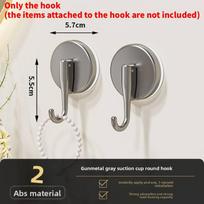 Plastic Suction Cup Hook With No Drilling Wall Mount For Bathroom Kitchen Organizing Gray