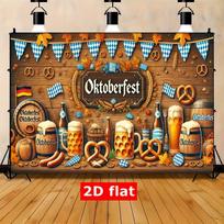 Bavarian Oktoberfest party banner with German theme decoration, featuring beer glasses, pretzels, and festival design 47.2x31.5inch/120*80cm