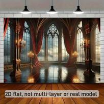 2D planar banner - 1 piece Gothic luxurious castle hall background fabric wall decoration polyester fabric wall covering 47.2x31.5inch/120*80cm