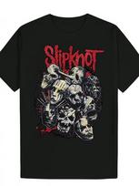 Juodi Poliesterio Vyriški Slipknot Grafiniai Marškinėliai | Laisvalaikio T-shirt su Kaukolės Dizainu, XL