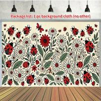 2D plane daisy ladybug background fabric party decoration perfectly suitable for home and garden decoration polyester fiber 47.2x31.5inch/120*80cm