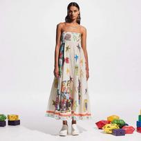 Fashion Print Sling Dress for Women Casual Square Collar Sleeveless Backless Female Maxi Dresses Summer Chic Lady Robe S