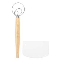 Danish Dough Hand Mixer Easy To Clean Multi Purpose Danish Dough Whisk Rustproof Sturdy Stainless Steel with Scraper for Baking
