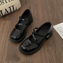 Moteriški Mokasinai Retro Juodi Mary Jane Batai Moteriški Stori Kulniukai Sagtis Lolita Batai Kolegijos Stilius Cosplay JK Uniforma Aukštakulniai Batai 35