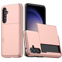 For Samsung S25 Edge S24 Ultra S23 S21 FE S22 Plus + A56 A55 A36 A16 5G Wallet Phone Case with Hidden Card Slot Holder Cover s25FE rožinio aukso spalvos