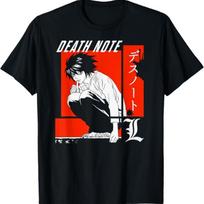 Death Note Retro Blocks L Anime T-Shirt S juoda