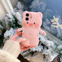 3D Bear Pink Pig Compatible with iPhone 16 Case 15 Pro Max Apple 14/13 Protective Cover 11(without Packaging）