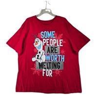 25/26Summer Disney Frozen Womens Red Olaf Graphic Pure Cotton Breathable Short-sleeved  Parent-child Outfit Unisex Style Y2k S