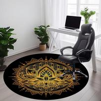 1PC Lotus Mandala Office Round Area Rug, Indoor Mat Suitable For Office, Under Office Chairs Bedroom Living Room Home Decor, Room Deco 101 80cm by 80cm