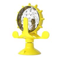 Intelligence Interactive Slow Feeder Puzzle for Cats and Dogs TPR Plastic Pet Turntable Windmill Simple Made Rotating Toy (Yellow,16.3*13.8*7.4cm) geltona