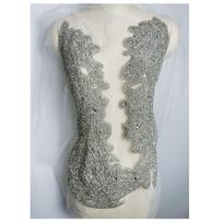 Hot Sell Sew on Rhinestone Bodice Patches Appliques Sew on for Wedding Party 35*68cm sidabras