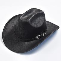 Dirbtinės odos Vakarų kaubojaus skrybėlė vyrams, Vintažinė, Džentelmeno Panama, Karvės mergaitės skrybėlė, Sombrero Hombre One Size juoda