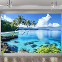 A colorful tropical paradise backdrop is highly suitable for decoration and use as a shooting prop. Polyester fiber 47.2x31.5inch/120*80cm