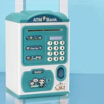 Intelligence Piggy Bank Cash Box Money Fingerprint ATM Machine For Children Digital Coins Cash Saving Safe Deposit Toy Kids Gift mėlyna