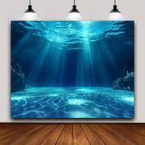 1 vnt. ryškus povandeninis akvariumo fonas - realistiškas poliesterio jūrų vaizdas su saulės šviesos efektu 47.2x31.5inch/120*80cm blue