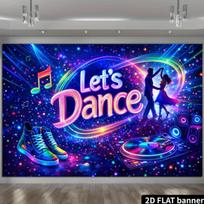 2D flat music party exclusive backdrop giant disco ball neon  Let's Dance  letters 47.2x31.5inch/120*80cm
