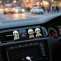 Cute Skull Resin Car Air Vent Aroma Diffuser 3Pcs Set Creative Gothic Car Interior Decor Gift for Car Owners one size balta