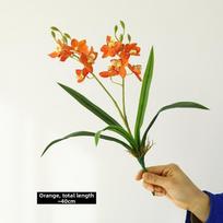 New 2 Fork Artificial Orchid Flower Floral Display Simulation Artificial Faux Plants Pink Fake Silk Flower Living Room Ornaments oranžinė