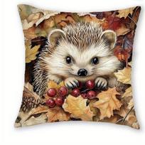 Žavingos miško gyvūnų rašto pagalvių užvalkalai Elnias Voverė Ežys Lapė Sofa Namų Dekoras 2D Plokščia Spauda Peach skin 18*18(CM)-1Pcs beige