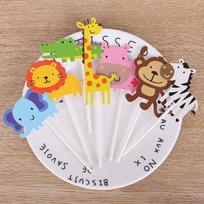 7 vnt. Jungle Safari Cupcake Picks Tortų gabalėliai Animacinių keksų įdėklai Atvirutės Vaikų gimtadienio vakarėlis 7 pcs