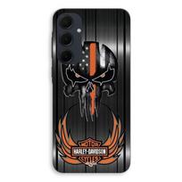 Phone case - MANIACASE - Samsung galaxy A55 - Silicone - Flexible - Gray skull pilka
