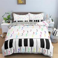 Music Theme Duvet Cover Microfiber Musical Symbols Comforter Cover Violin Piano Pattern Bedding Set Twin King Single Queen Size EU single(135x200cm)