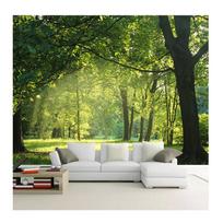 3D Mural Green Tree Forest Wallpaper Landscape Mural Living Room Bedroom Wall Paper Home Decor 200 cm(W) x 140 cm(H) beige
