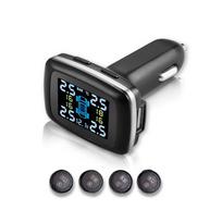 Car Cigarette-Lighter Wireless TPMS Tire Pressure Monitor with 4 External / Internal Sensor Real-time Display 0-3.5Bar 1