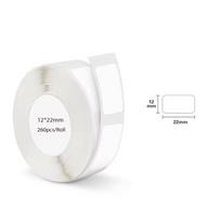 12*40mm 15*30mm 15*50mm Baltas tarpų etikečių popierius P12 P15 Phomemo D30 Q30 terminio spausdintuvo etiketėms, vandeniui atsparus lipnus lipdukų ritinėlis