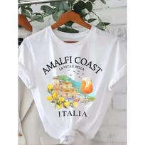 Estetiški Amalfi kranto marškinėliai Italija Citrinų marškinėliai Harajuku Itališko Spritz marškinėliai Paplūdimio estetiški drabužiai Madingi Y2k viršus S balta