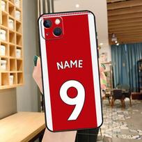 Personalised Football Name Number Phone Case For iPhone 13 12 11 14 15 16 Pro Max XS X XR Plus 12 13 Mini Back Cover iPhone 11 red