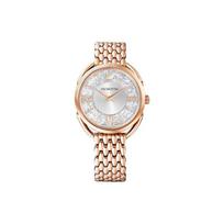 Swarovski Crystalline Glam serijos laikrodis Kvarcinis mechanizmas Sidabrinis ciferblatas Moteriški laikrodžiai Rožinio aukso 5452465 Regular Watch Box,Rose Gold Strap
