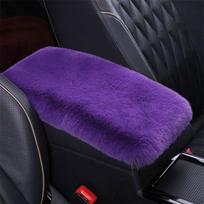 Cute Car Armrest Box Plush Cover Cushion Warm Center Console Arm Cover Pads Stowing Tidying Universal Automobile Interior Decor violetinė