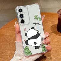 Case For Samsung Galaxy A57 A37 A17 A56 A16 A55 A36 A26 A15 A35 A54 A53 5G Cute Panda Pattern Clear Shockproof Soft Phone Cover Galaxy S23 FE