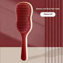 Plastic Banana Leaf Shape Detangling Hair Brush Wet and Dry Massage Hair Brush raudona