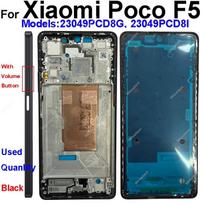 Middle Frame Housing For Xiaomi Poco F5 Poco F5 Middle Frame Holder Cover with Lens Frame Volume Key Replacement Repair Parts Poco F5-Black-used gray