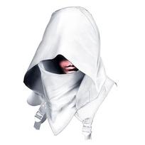 Gothic Punk Hood Cowl Halloween Assassin Costume Accessory Carnival Cosplay Horror Hat Mask Men Women Black Retro One Size balta