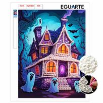 DIY Frameless Pearl Art Kit Mysterious Purple Castle Design 3D Bead Painting Canvas Relaxing Handmade Craft for Home Wall Decor 30x40cm