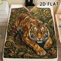 1Pc 2D FLAT Wild Tigers Print Flannel Blanket,High quality Comfortable for All Seasons,Home Decor,Warmth and Comfort,Perfect for Christmas Gifts 80cm x 120cm