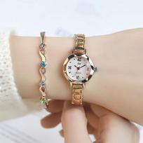 Women Quartz Watch Gold Plated Case Roman Numeral Dial Fashion Wristwatch for Ladies Daily Wear Birthday Gift for Girlfriend B