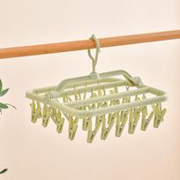 Foldable Laundry Drying Rack 32 Clips 360 Rotating Hook No Assembly Needed for Home Dorm Travel Garments Drying žalia
