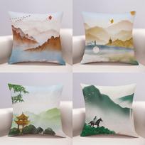 Feng Shui Painting Patterns Single-Sided Printing Short Plush Suitable For Living Rooms Bedrooms Sofas (Excluding Pillow Cores) Peach skin 18*18(CM)-1Pcs