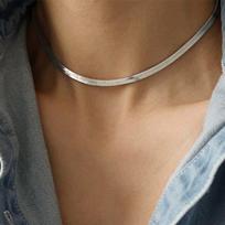 Madingi unisex gyvatės grandinėlės moteriški karoliai Choker nerūdijančio plieno silkės spalvos aukso spalvos grandinės karoliai moterims papuošalai 14inch(36cm)