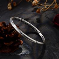 Xiaohongshu S999 sidabrinė šešių simbolių mantros apyrankė, nišos dizainas, senovinis madingas atidarymas, sidabrinė apyrankė porai, retro stiliaus Adjustable size