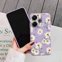 Gėlių minkštas silikoninis dėklas, skirtas Samsung A55 A35 M35 S24 Xiaomi Redmi Note 13 Pro 14 Poco C65 iPhone Huawei Honor 200 70 Realme 9 fotoaparato smūgiams atsparus dangtelis Samsung Galaxy S9 Plus violetinė