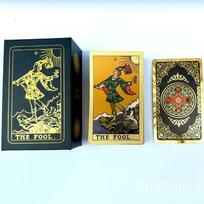 12*7 cm juodo aukso Hexagram Rider auksinės folijos taro kaladė – 78 vnt. vandeniui atsparios įbrėžimams taro kortelės standžioje dovanų dėžutėje